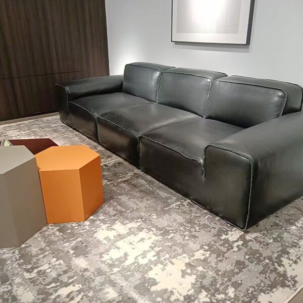 Customizable modular sofa for apartment Wide Deep Leather Modular Sofa set Furniture Avenue Luxury Sectional sofa Big Black Leather Sofa