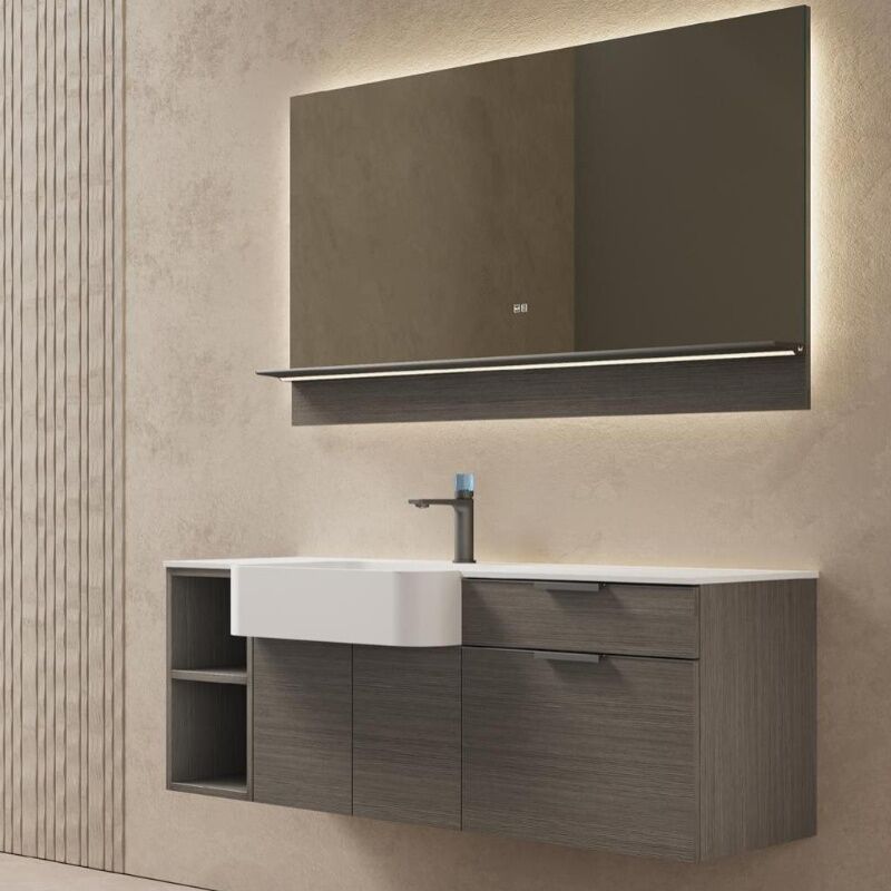 Gray wood grain bathroom cabinet countertop stone bathroom washbasin Storage cabinet