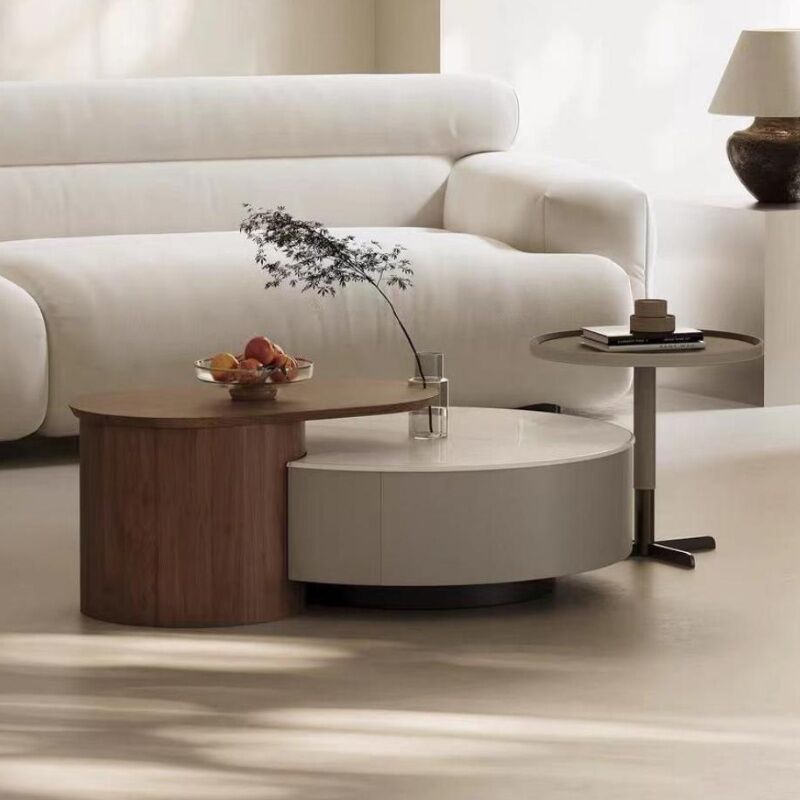 Minimalist Beautiful Designer Leaf Coffee Table Walnut Veneer Creative Special-Shaped Living Room MDF TV Stand Set Furniture