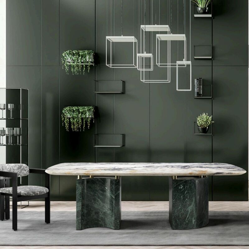 Modern Luxury Natural Marble Dining Table Dining Room Furniture Oval Marble Dining Table Chair Set Nodic Marmol Mesa Table Basse