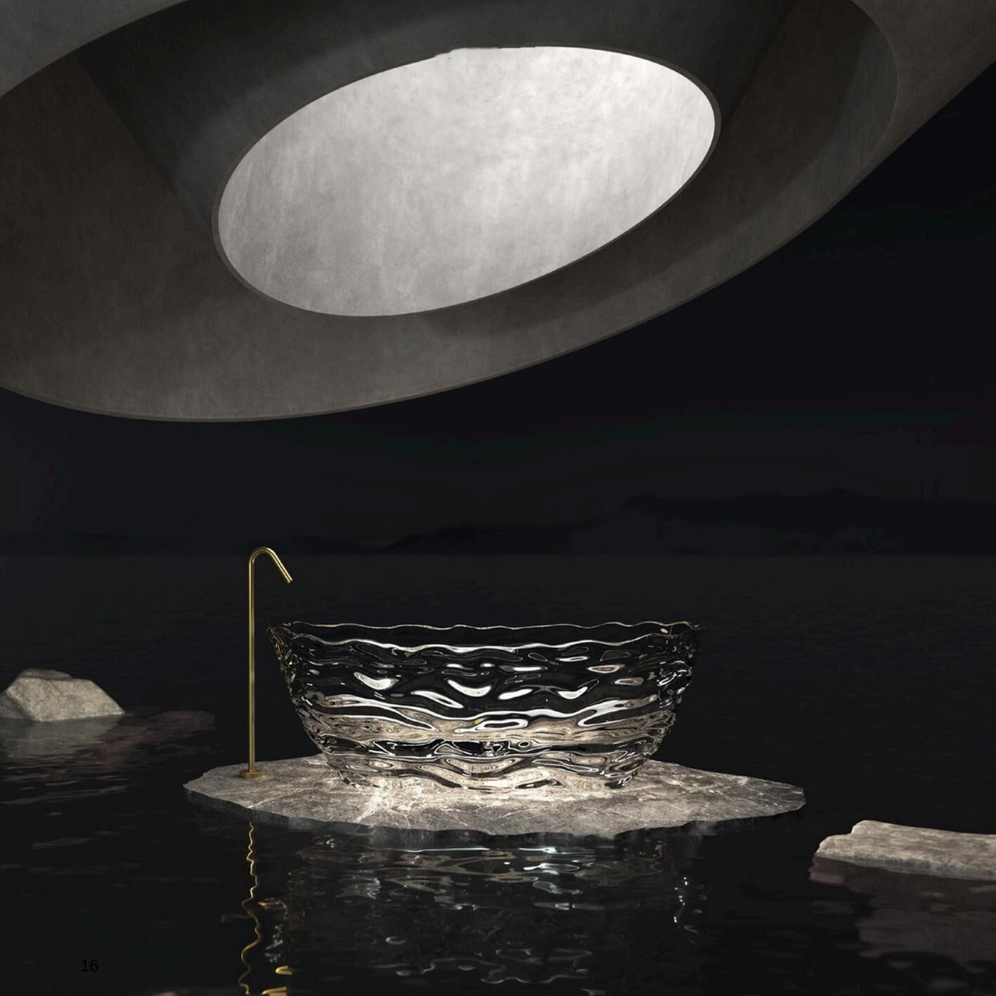 Factory price of water ripple transparent crystal resin independent bathtub bathroom furniture