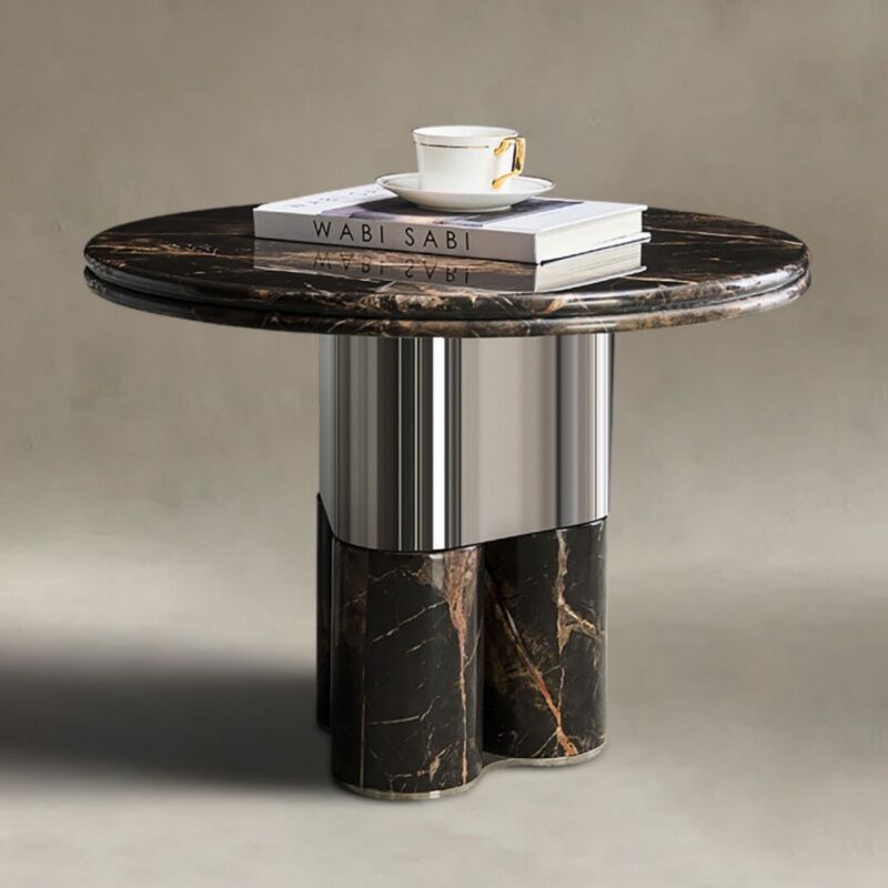 Simple black natural stone tea table indoor living room bedroom dining room furniture factory discount price