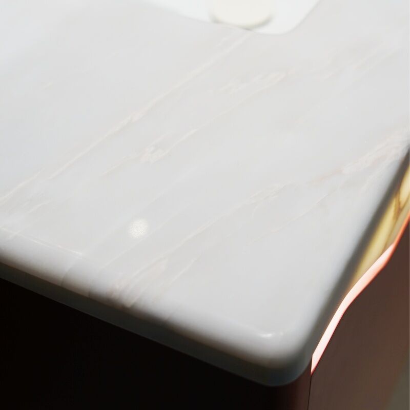 Wine Red Bathroom Cabinet Luxury Natural Stone Countertop China Factory Wholesaler - Image 5